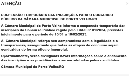 Anunciada suspensão temporária das inscrições