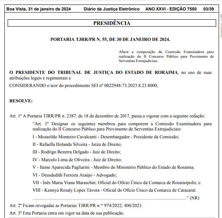 Comissão examinadora formada para novo edital