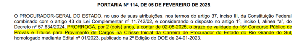 Prazo de validade do certame prorrogado