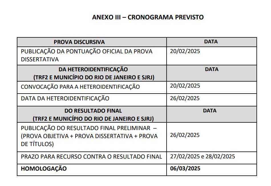 Novo cronograma divulgado