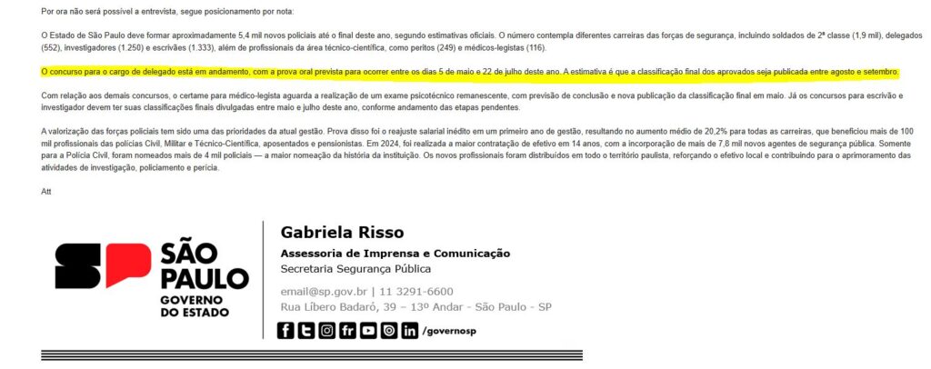 Convocação para prova oral