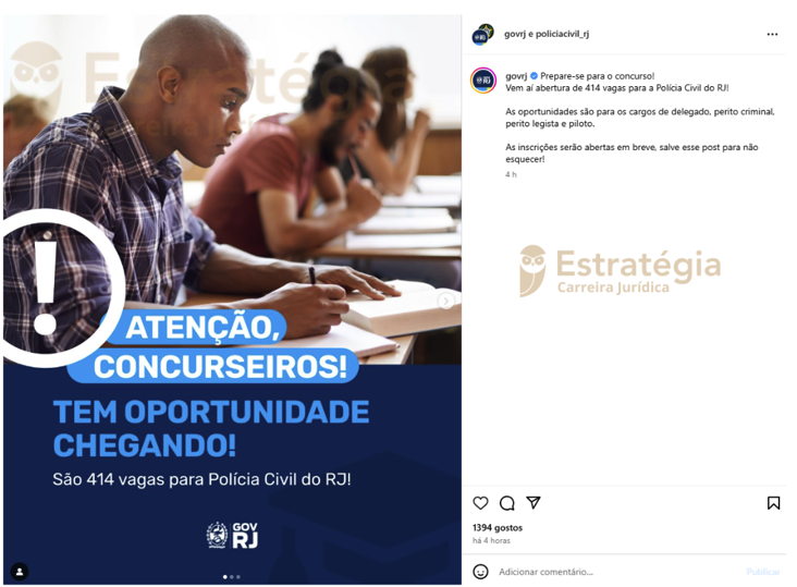 Concurso confirmado em rede social do governo