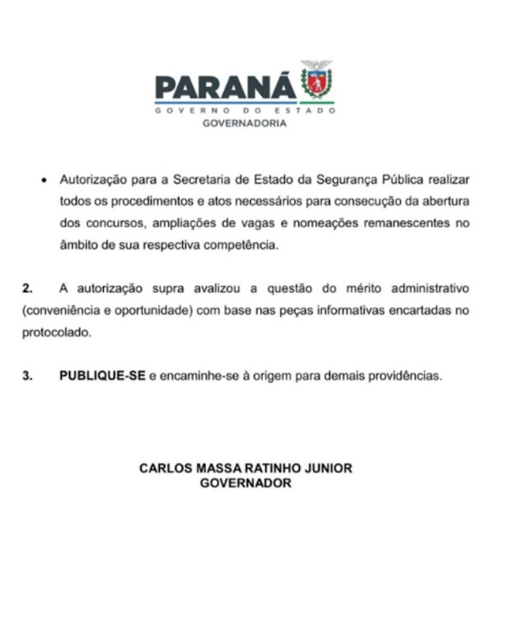 Concurso Delegado PR autorizado