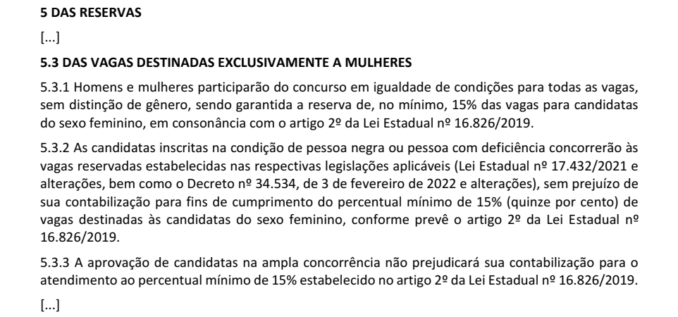 Vagas mulheres Concurso Delegado CE