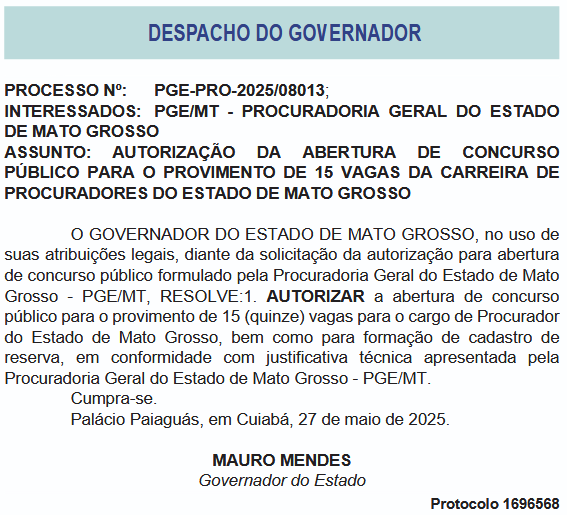 concurso pge mt procurador autorizado