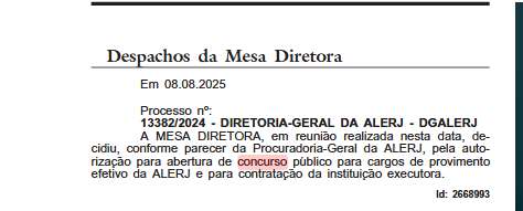 Autorização para novo edital