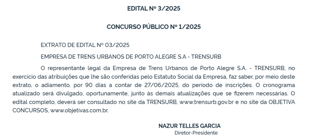 Nova suspensão das inscrições