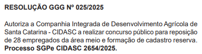 Concurso autorizado a ser realizado