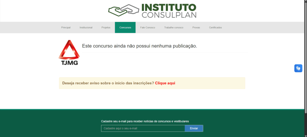 Concurso no site da banca