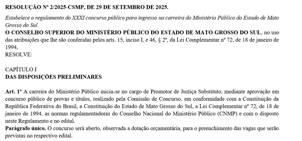 Regulamento do novo edital divulgado