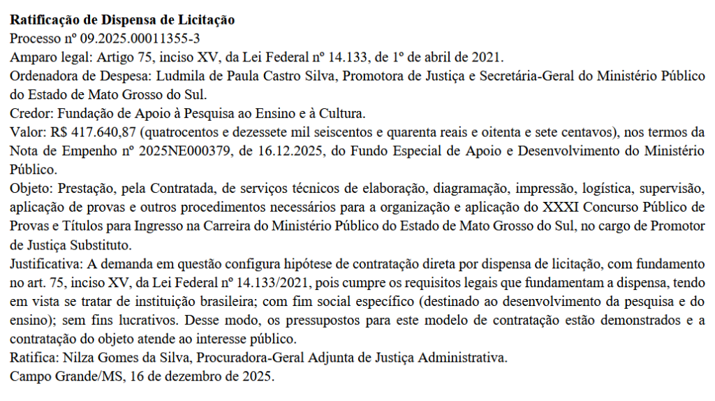 banca do concurso MP MS promotor