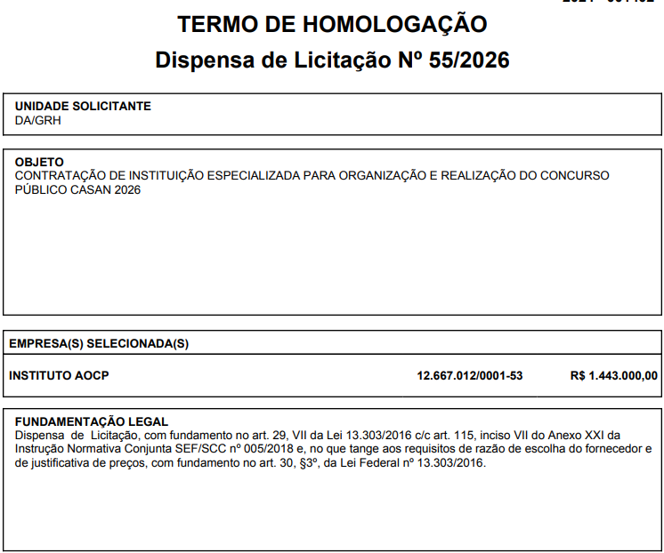 Instituto AOCP organiza o concurso CASAN Advogado